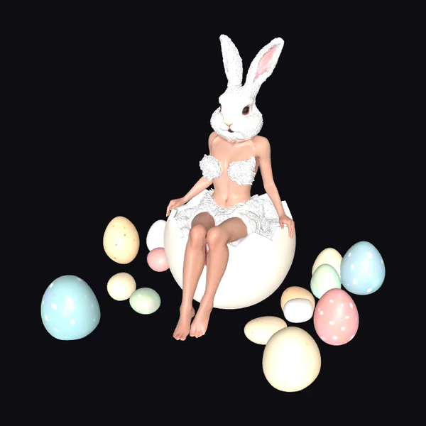 Bunny Girl with Eggs