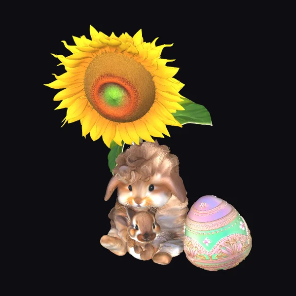 Bunnies with Sunflower Egg