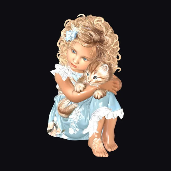 Girl with Kitten Swing