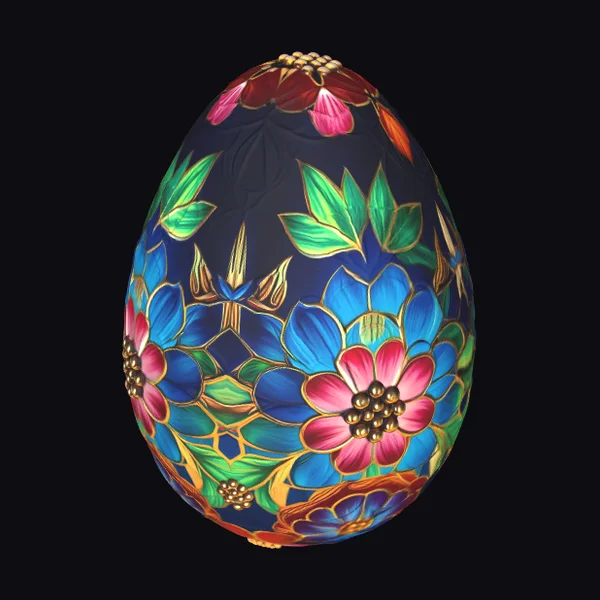 Blue Floral Enamel Egg