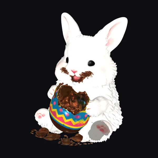 Chocolate Bunny Eating Egg