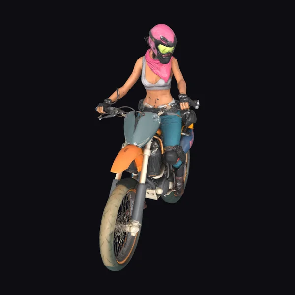 Biker Girl on Motorcycle