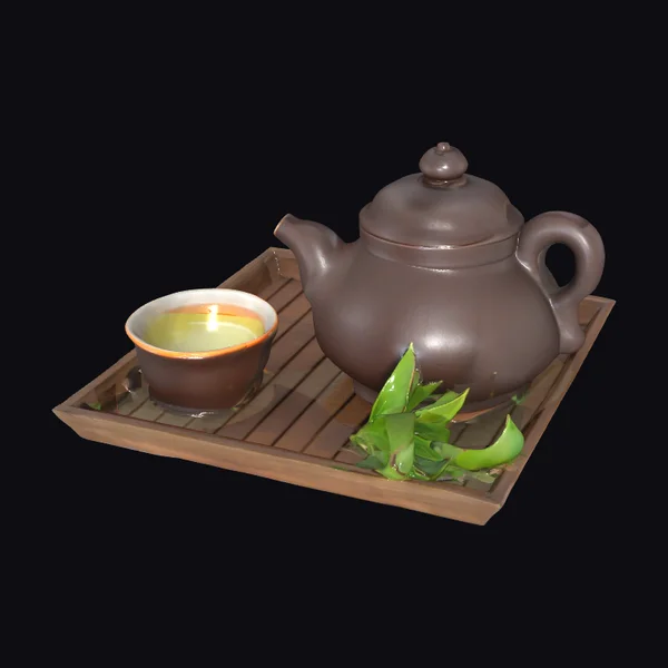 Tea Set on Wooden Tray