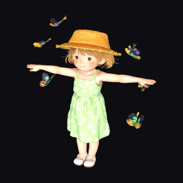 Little Girl with Butterflies