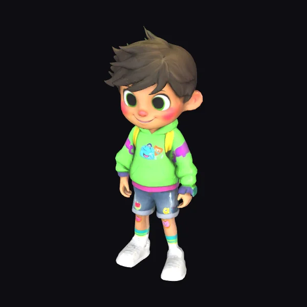 Cartoon Boy with Backpack