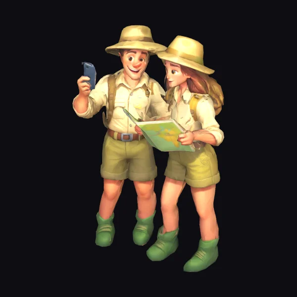 Cartoon Explorer Duo