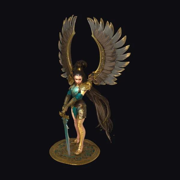 Winged Warrior Goddess Statue