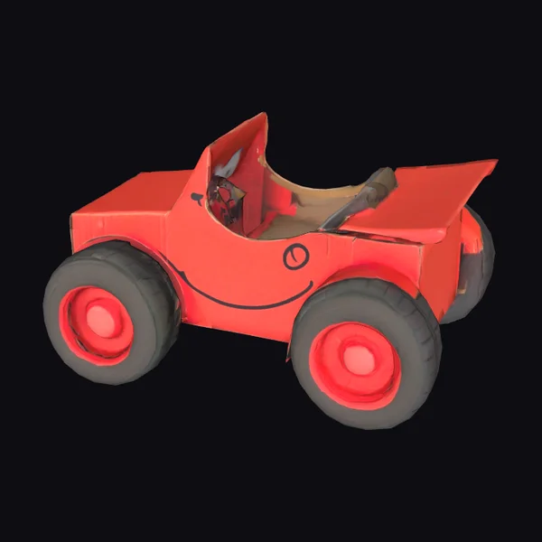 Cardboard Red Toy Car