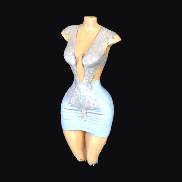 Elegant Silver Lace Dress