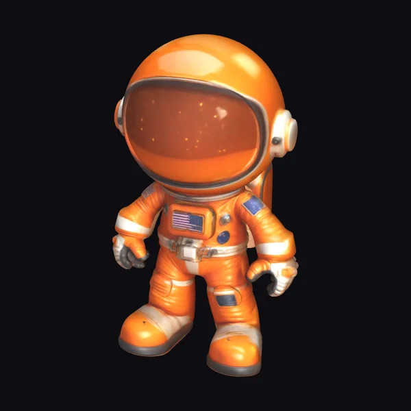 Cartoon Orange Astronaut