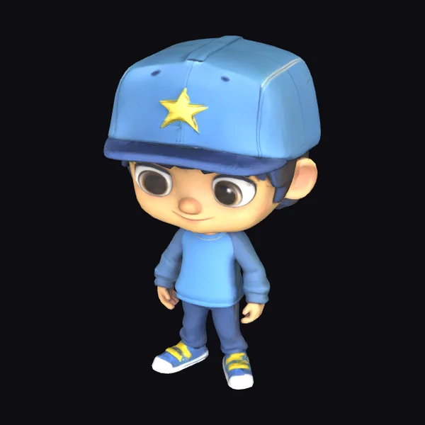 Cartoon Boy in Blue