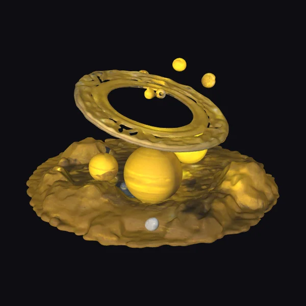 Golden Planetary Christmas Scene