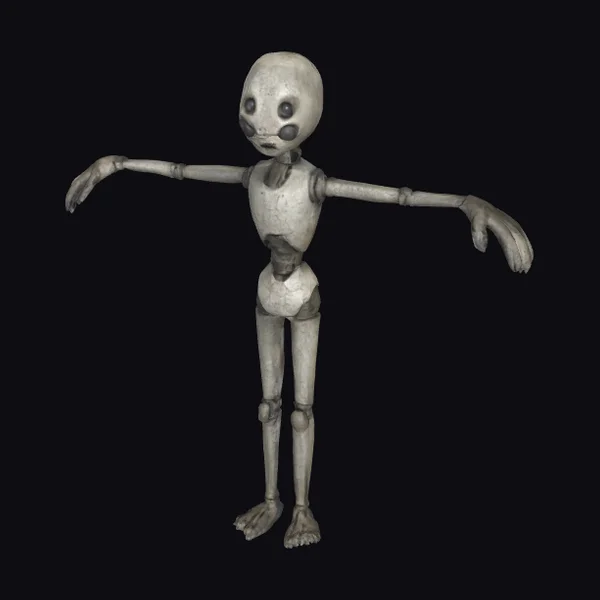 Gray Wooden Puppet Figure
