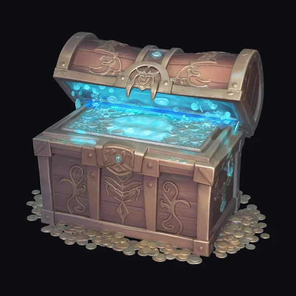 Treasure Chest with Glowing Blue