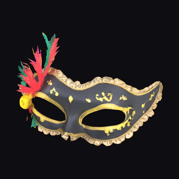 Black Gold Feather Mask