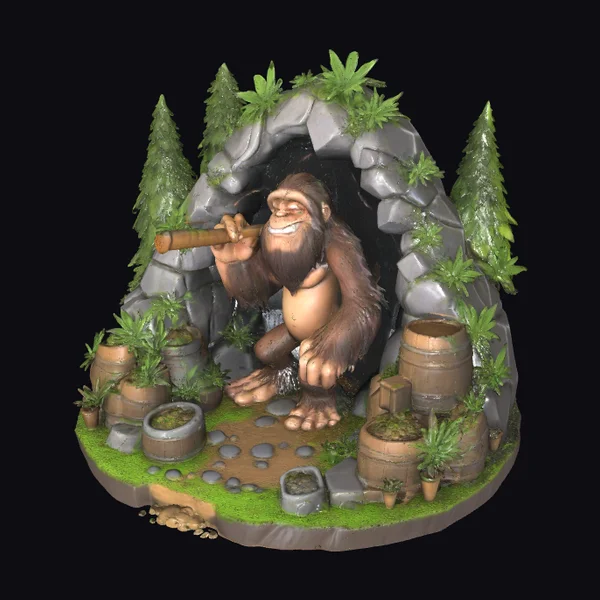 Caveman Smoking Weed