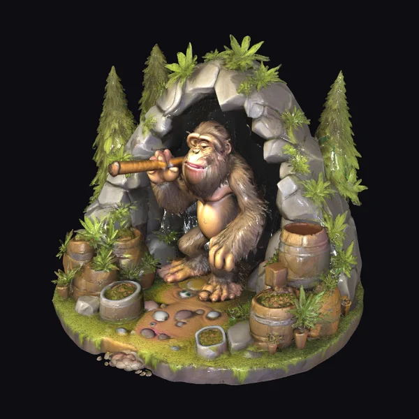Caveman Smoking Weed
