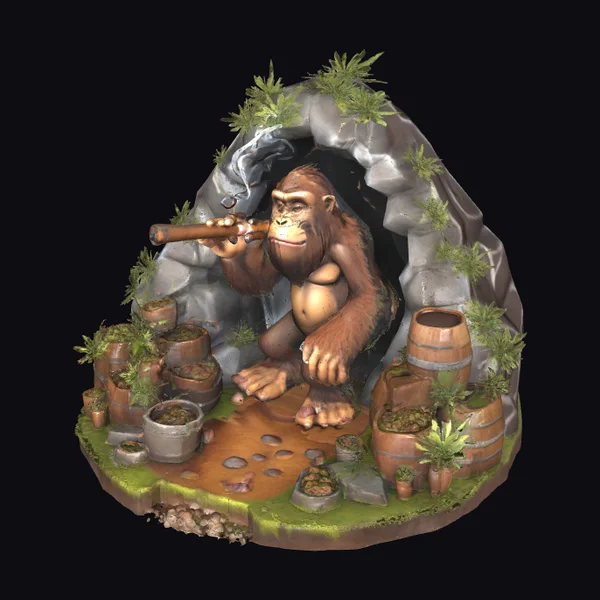 Caveman Smoking Weed