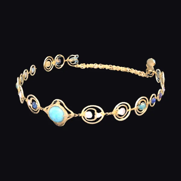 Gold Anklet with Opal Stones