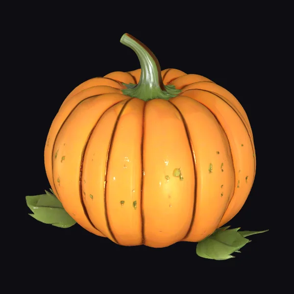 Orange Pumpkin with Leaves