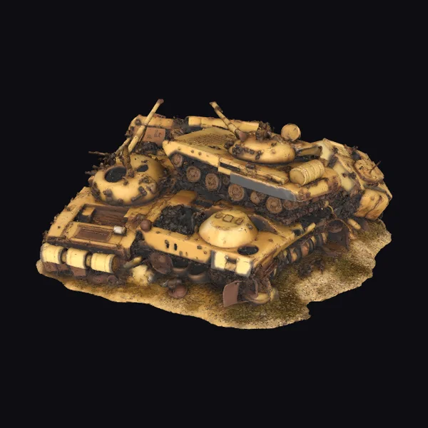 Rusty Tank Wreckage Scene