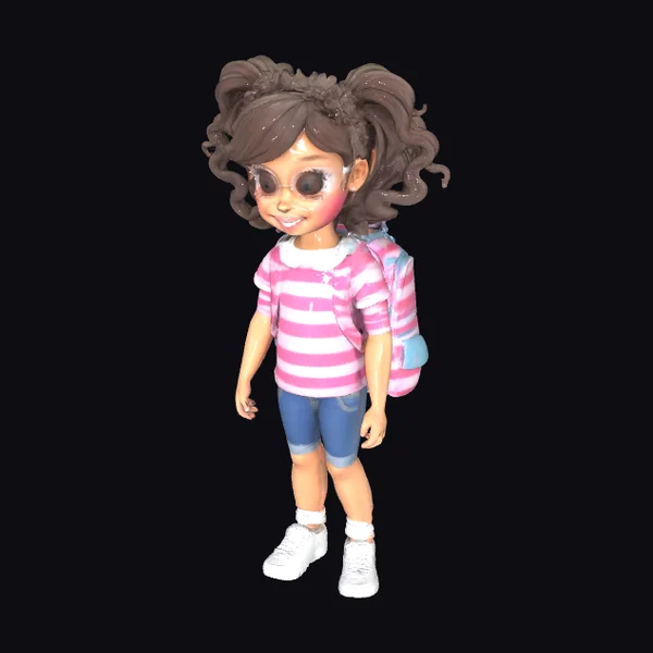 Trendy Girl with Backpack