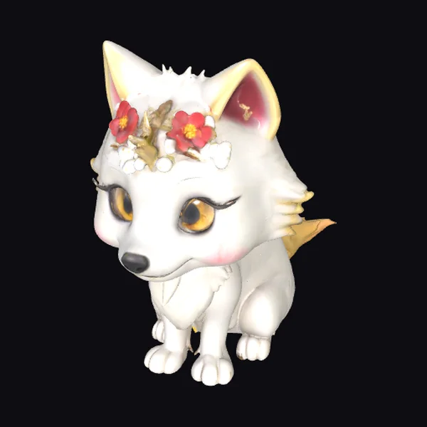 White Wolf with Flowers