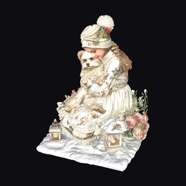 Winter Girl with Dog