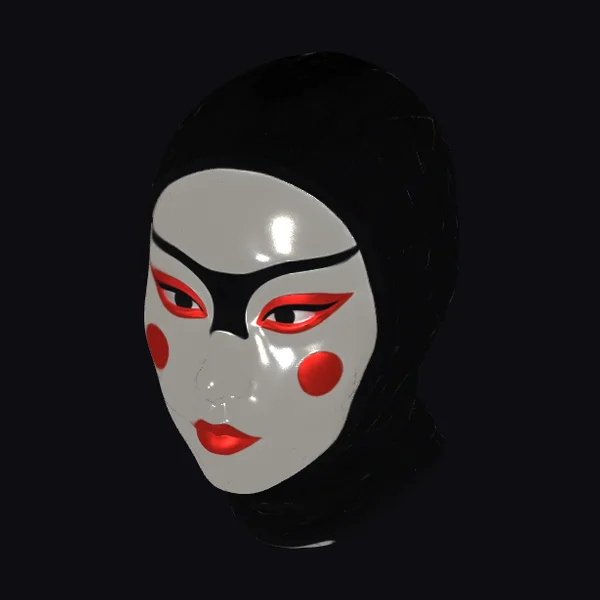 White Mask with Red Accents