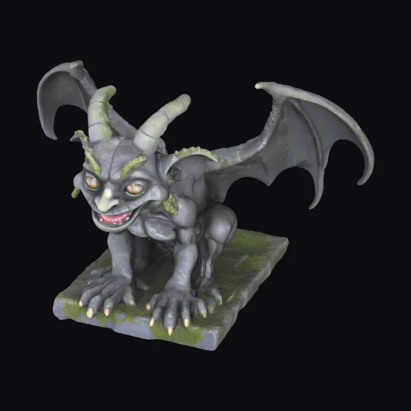 Weathered Stone Gargoyle Statue