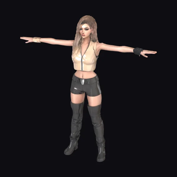 Woman in Leather Shorts