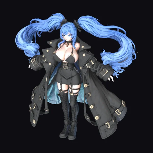 Blue-Haired Female Warrior