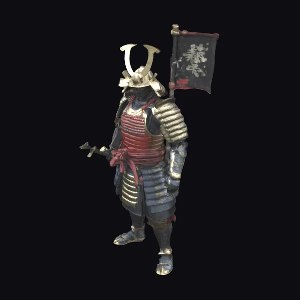 Armored Samurai with Flag