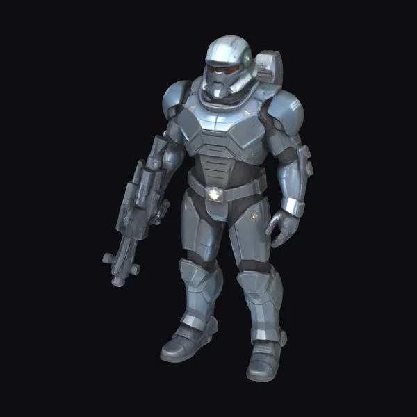 Armored Space Soldier with Gun