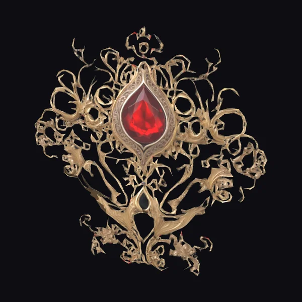 Golden Crimson Filigree Brooch