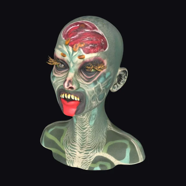 Zombie Female Head Bust
