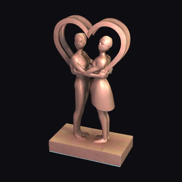 Couple Heart Shaped Statue