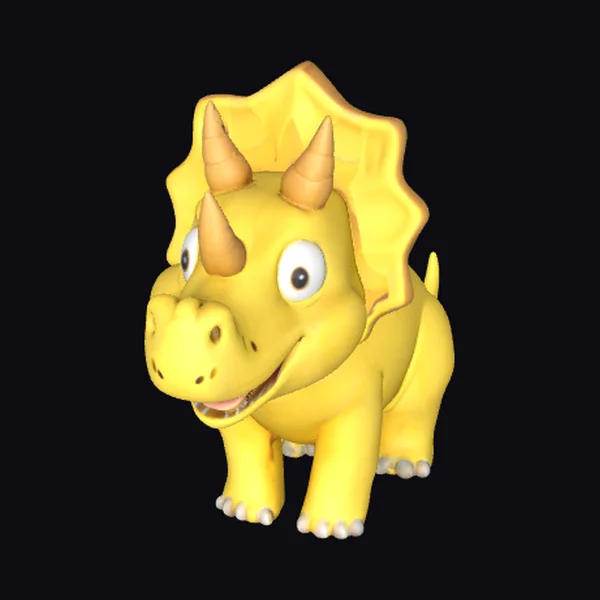 Yellow Cartoon Triceratops