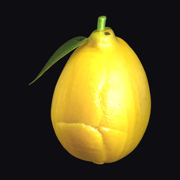 Yellow Lemon with Leaf