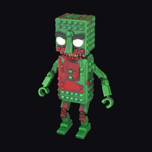 Green Blocky Zombie Figure