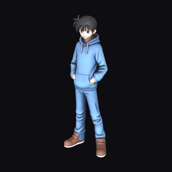 Anime Boy in Blue Hoodie