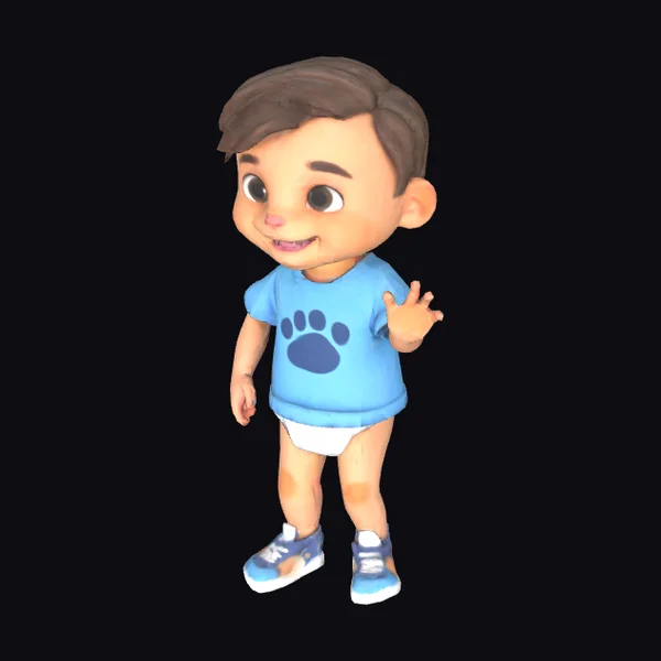 Young Boy in Blue T-Shirt