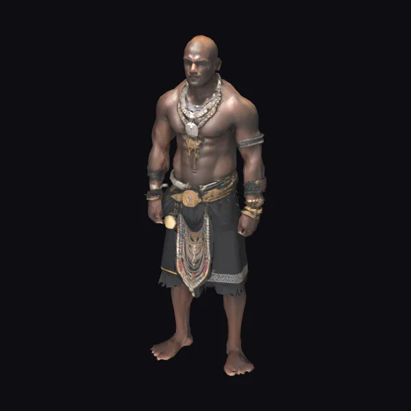 Shirtless Warrior with Jewelry