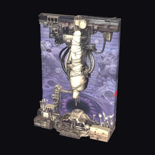 Cyborg Body Suspended Vertically