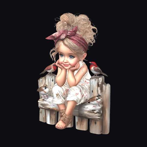 Girl with Bird Friends