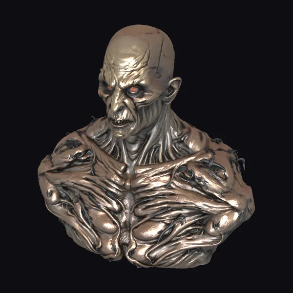 Bald Zombie Torso Bust