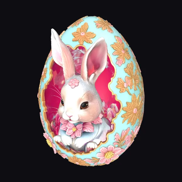 Bunny in Floral Egg