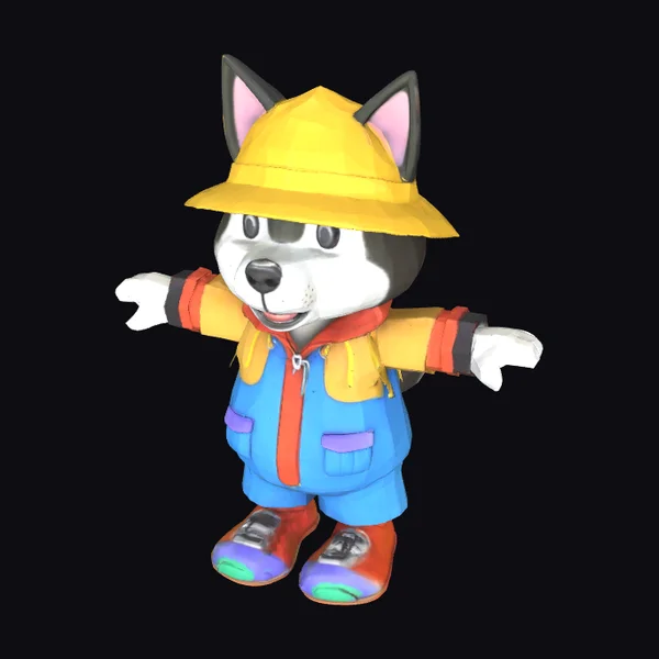 Anthropomorphic Husky Fisherman