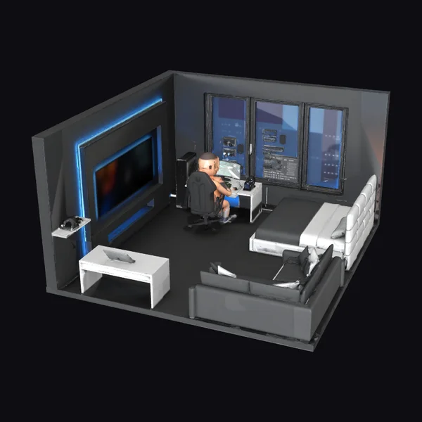 Gamer's Dark Room Interior