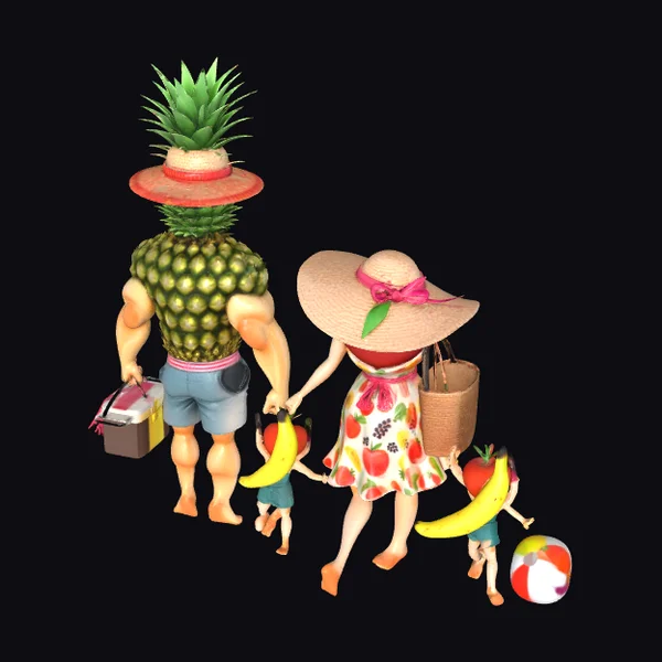 Fruit Family Beach Stroll